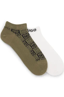 Zweierpack knöchellange Socken mit Logo-Intarsien