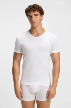 Zweierpack T-Shirts aus Stretch-Baumwolle mit schmalem Schnitt