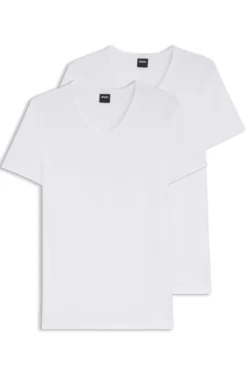 Zweierpack T-Shirts aus Stretch-Baumwolle mit schmalem Schnitt