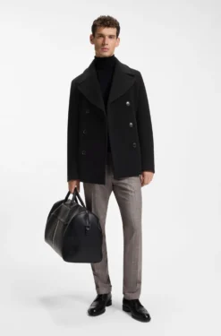 Zweireihiger Slim-Fit Mantel aus Woll-Mix