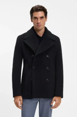 Zweireihiger Slim-Fit Mantel aus Woll-Mix