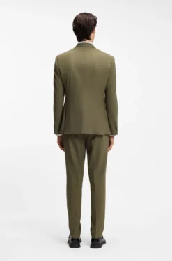 Zweiteiliger Slim-Fit Popeline-Anzug aus Woll-Mix